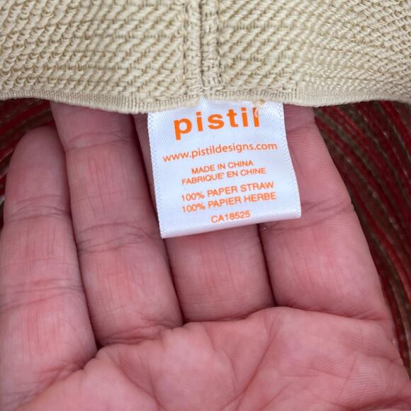 Pistil Straw Sun Hat with Zebra Sash Detail Orange Rust Striped - Picture 8 of 8